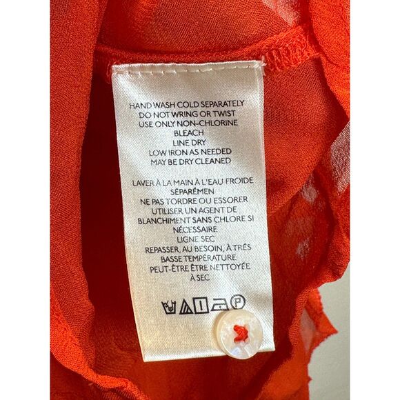 Maeve Women's Size M Orange Ruffled Button Down Blouse EUC - Picture 8 of 10